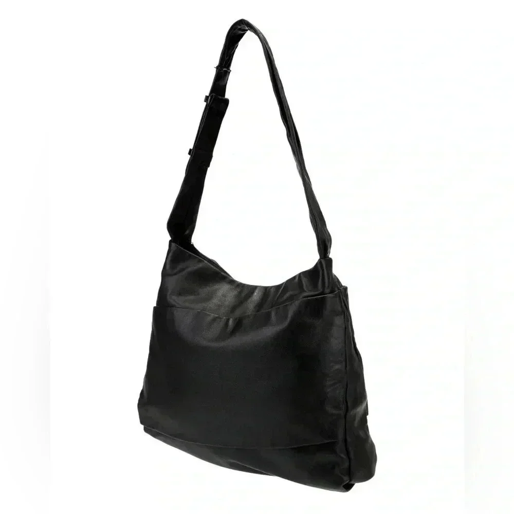 Halston Hmeritage black leather shoulder handbag